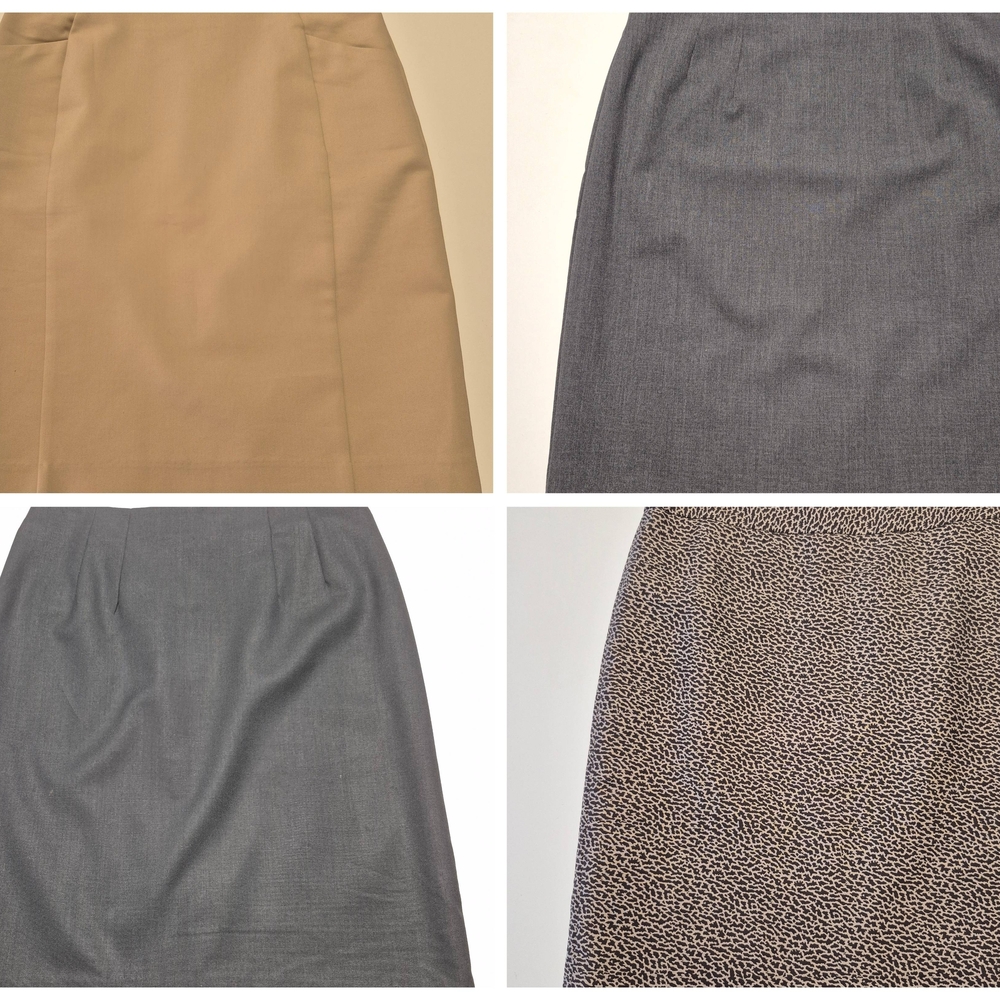 4 Basic H&M Pencil Skirts — Tan, Gray,navy & Leopard Print
